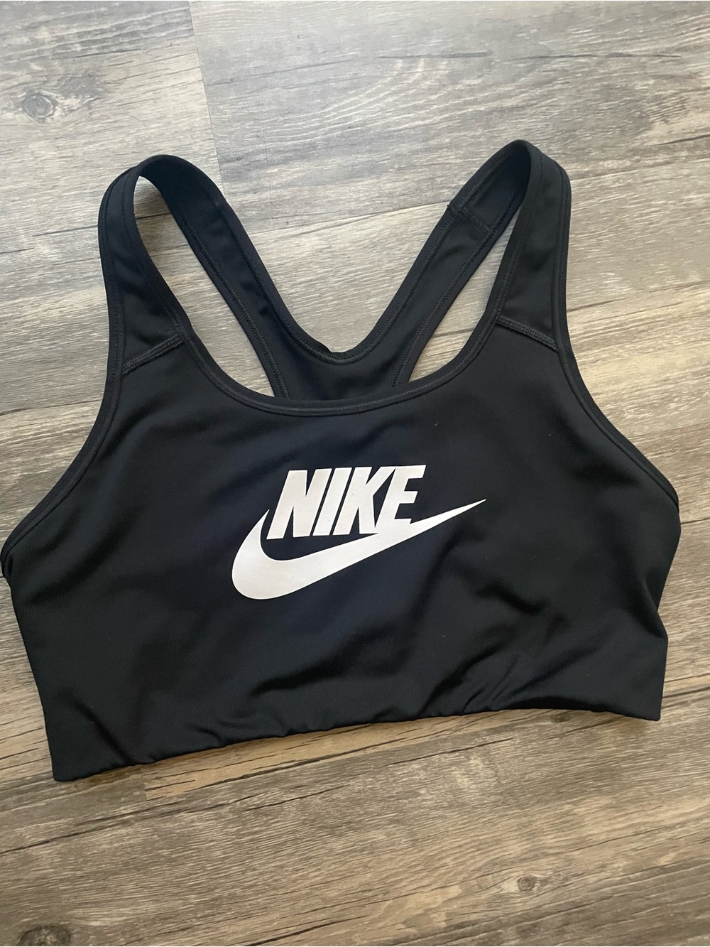 Nike Black Sports Bra with White Logo Racerback Sz L